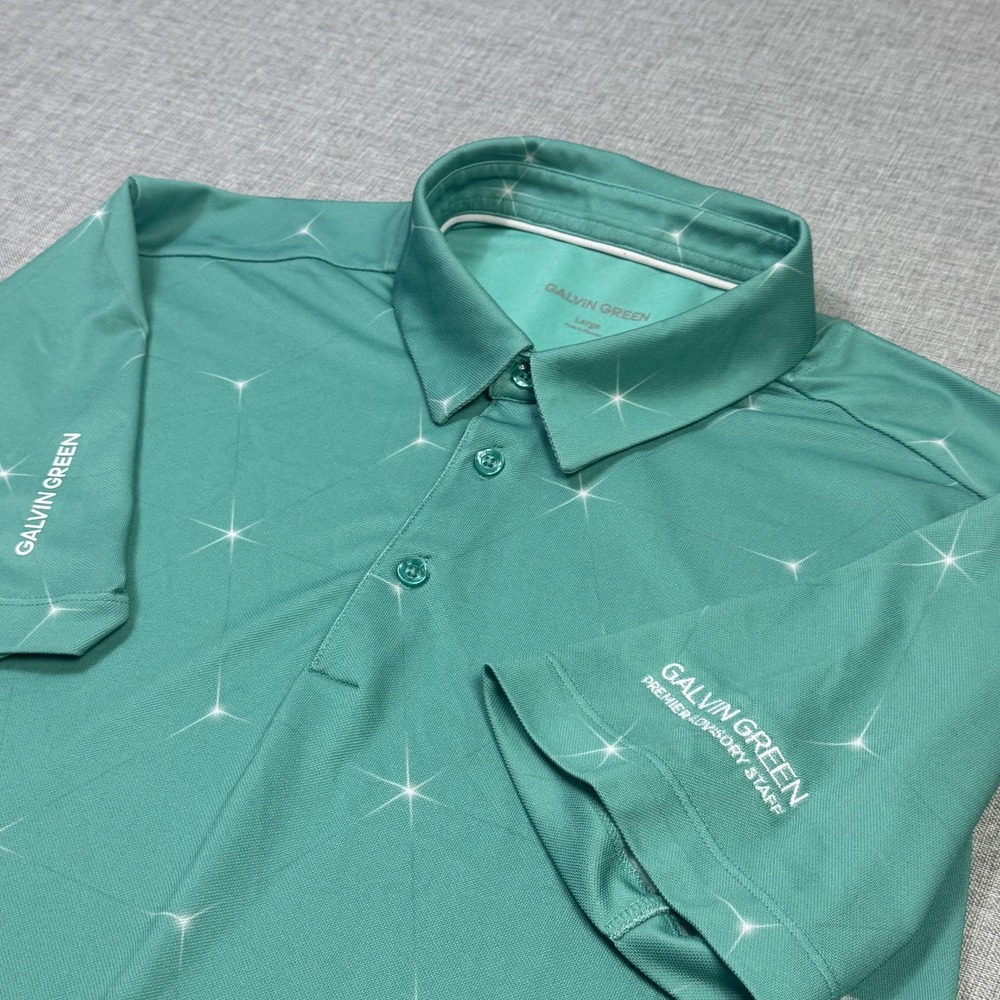 Galvin Green Star Print Golf Polo Shirt Mens Large Green Premier Advisory Staff